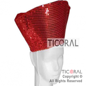 SOMBRERO COFIA LENTEJUELAS ROJA C/VELCRO HS3654-3 x 1